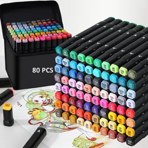 80 Colors Dual Brush Tip Permanent Art Markers, Alcohol Markers, Coloring Marker, for Book Painting Card Making, Christmas gift for Adults.