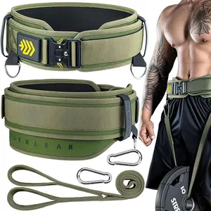 ANUEKLEAR 2-in-1 Weightlifting Belt & Dip Belt with 36.7 IN Rope, Double-Layer Weight Lifting Belts, Powerlifting Gy Weighted Belt for Pull Up Squat