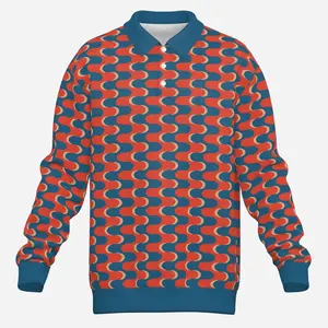 Men's 60s Mod Knit Polo | Retro Op Art Red & Blue Polo Shirt | Vintage Mod Style Knitwear