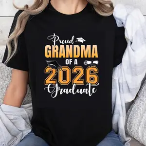 100% Cotton Proud Grandma Of A 2026 Graduate Graduation Gift For Grandma Grandmother Senior Class T-Shirt
