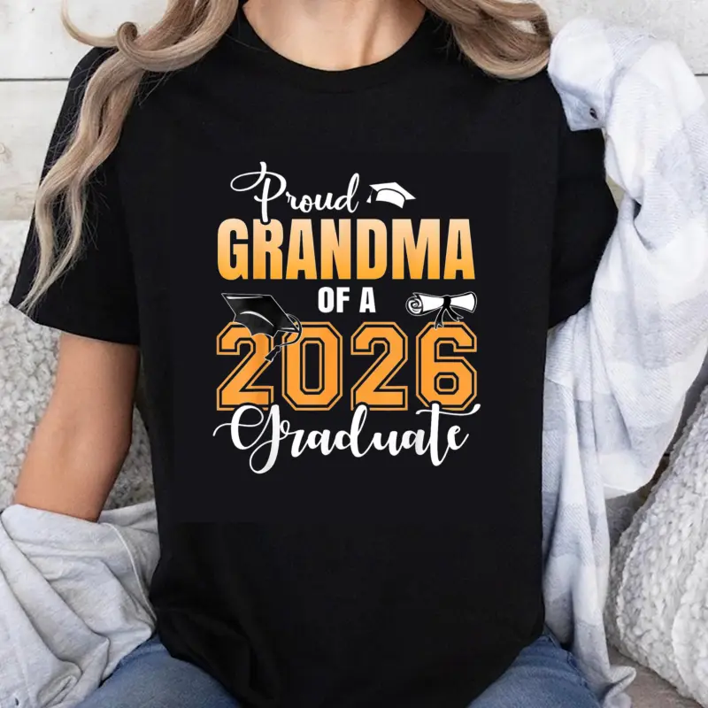 100% Cotton Proud Grandma Of A 2026 Graduate Graduation Gift For Grandma Grandmother Senior Class T-Shirt