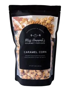 Miss Hannah's Gourmet Popcorn Caramel Corn - Crunchy Brown Sugar Molasses & Maple Flavor - Gluten Free Dairy Free Vegan Snacks