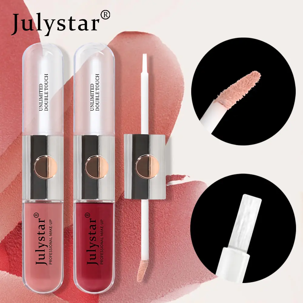 Beauty easy to color double-ended mirror lip glaze does not fall out non-stick cup hydrating waterproof sweatproof lip gloss Lipstick Makeup Glossy Cosmetic Lip Care Moisturizer Moisture