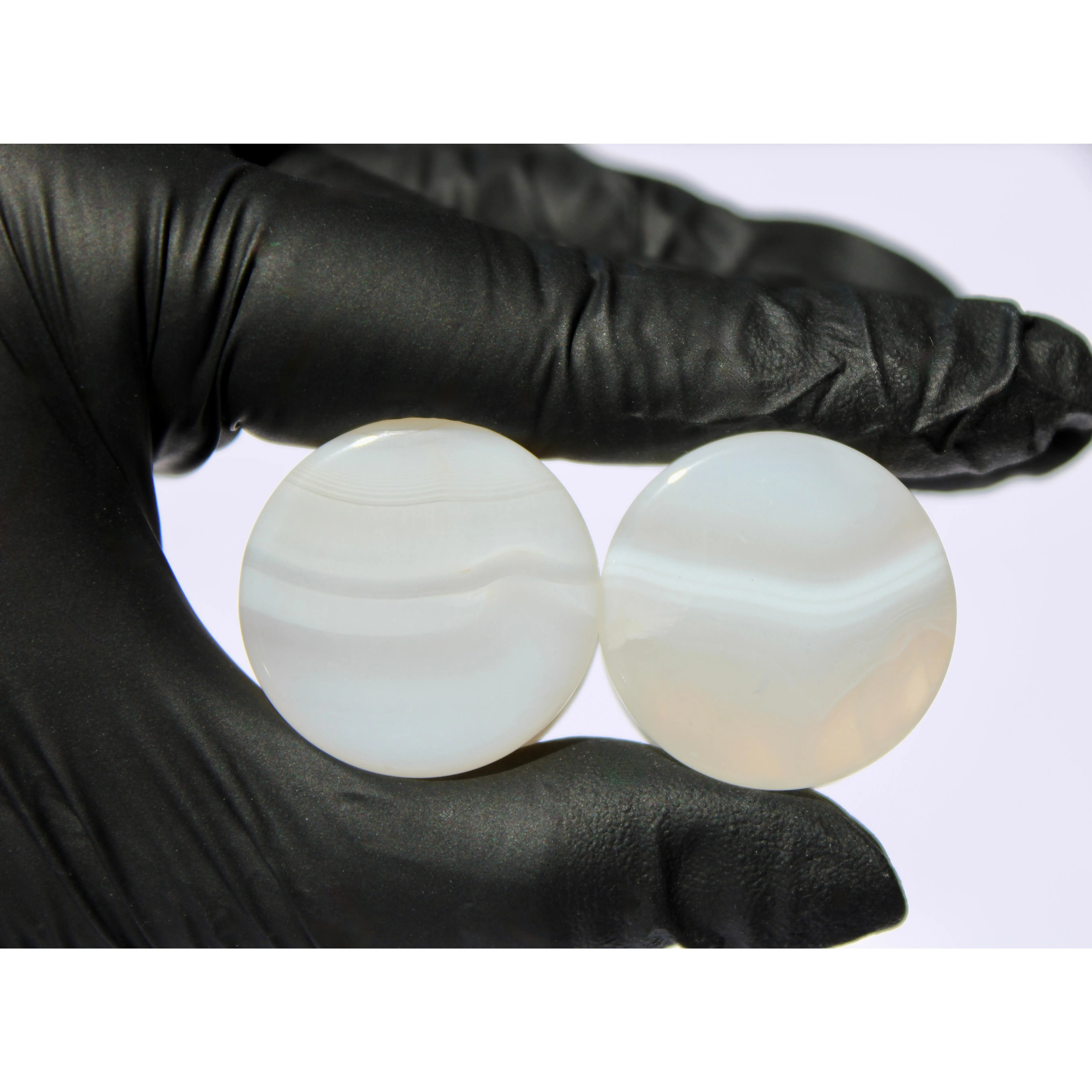 Genuine White Line Agate Double Flare Plugs - Unique Design Earrings, Minimalist Elegant Natural Crystal Earring Jewelry for Adults, Striped Gauges (3mm-26mm) to Elevate Your Style
