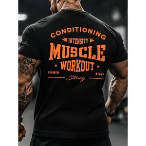 180gMen's Vintage Muscle Workout T-Shirt - Retro Gym Graphic Tee for Bodybuilding, Weightlifting & Fitness Training| Intensity Power Strong Motivational Short Sleeve| Breathable Athletic Top for Gym, Crossfit & Casual Streetwear
