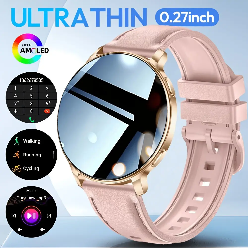 2026 Women's Ultra-Thin Smartwatch, Amoled HD Display, Wireless Calling, LED Flashlight, 100+ Sports Modes, Compatible with iOS & Android, Workout Watch