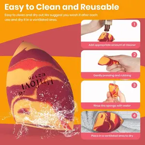 7Pcs Tri Color Makeup Sponge, Low Absorption Latex Free Soft Makeup Sponges For Foundation,Beauty Sponge Blender for Power&Cream,Liquid (Multicolor)