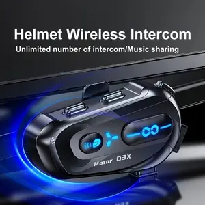 MOKATA D3X Motorcycle Bluetooth Headset - Dual-core Bluetooth, group communication for multiple riders, music sharing, AI voice assistant, long-lasting battery, 40mm high-resolution speaker, automatic calls, multi-voice support