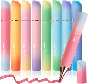 Aesthetic Highlighters, 8 Pack Chisel Tip Sunshine Colors Gradient Barrel for School and Bible Markers