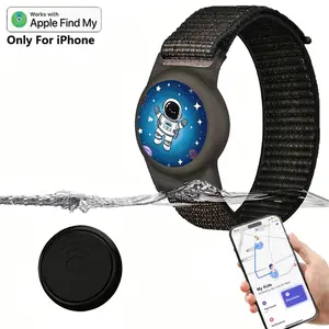 Children's nylon AirTag bracelet with cartoon pattern, with silicone full coverage hidden AirTag, suitable for Apple location tracker items, AirTag compatible with Apple (iOS only), Silicone shield, AirTag protective case