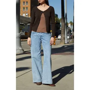 John Galt Women's Brown Athelia Pointelle Cardigan John Galt Women's Brown Athelia Pointelle Cardigan