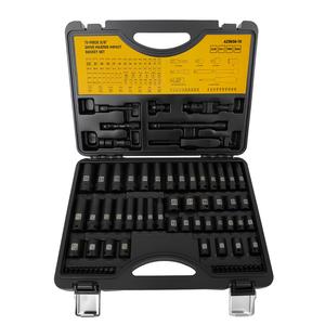 Steelite 72-Piece 3/8" Drive Impact Socket Wrench Set, SAE (5/16"-3/4") & Metric (8-22MM), 6-Point CR-V, Torx Bit Socket, Car & Automotive Tools with Extension Bar, Adapter, Universal Joint, Spinner Handle for Repairs, Mechanic Tools, Work