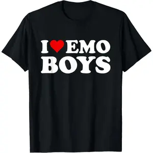 I Love Emo Boys T-Shirt  , Ladies Summer Outfit,100%cotton Top Womenswear tshirt  business Everyday Graphic Breathable Fabric