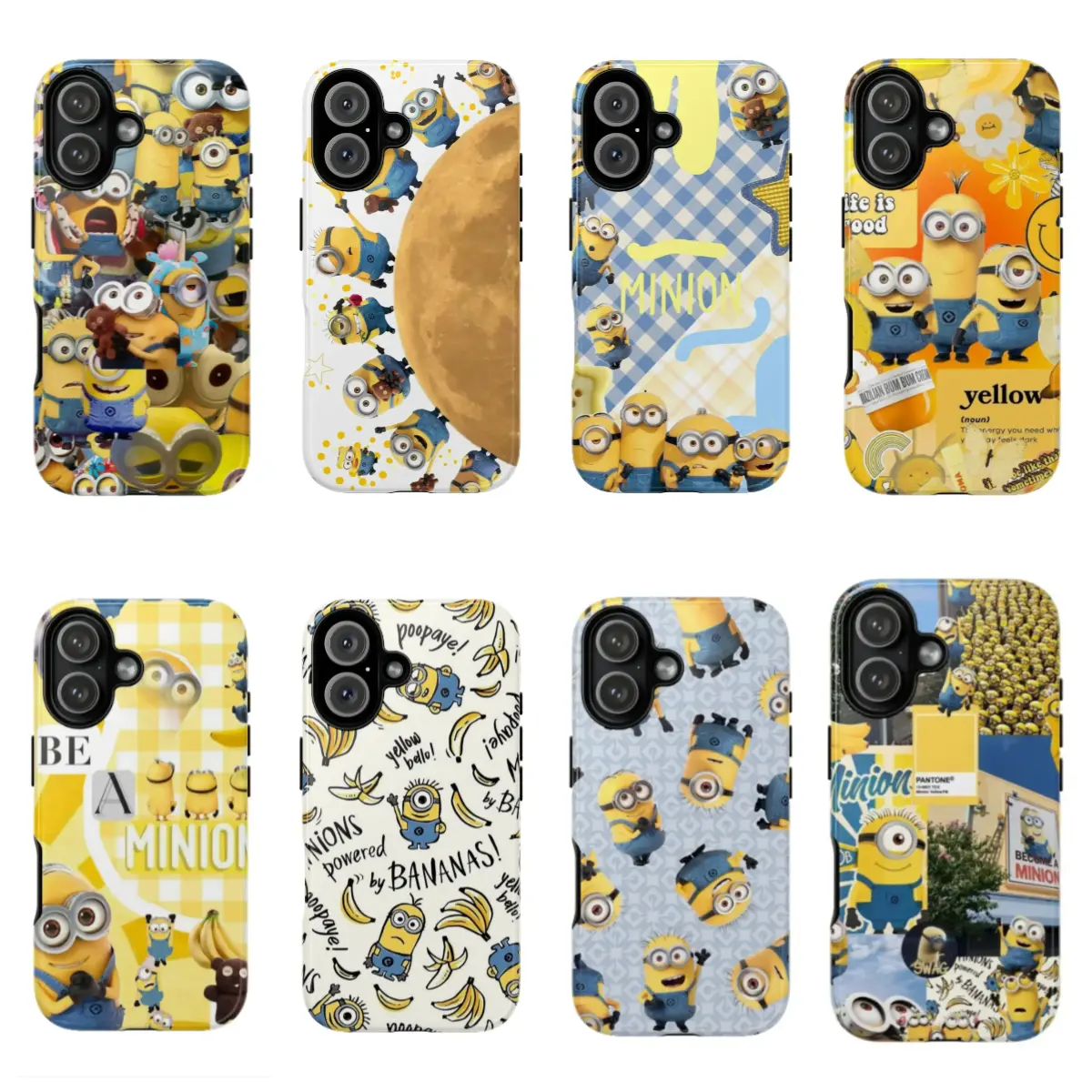 Cute Minions Stacked Yellow Cartoon phone Cases For iPhone 12/13/14/15/16/17 Promax Pro Plus and 17 Air ,Perfect for Her/Him fashionable gift