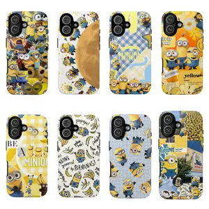 Cute Minions Stacked Yellow Cartoon phone Cases For iPhone 12/13/14/15/16/17 Promax Pro Plus and 17 Air ,Perfect for Her/Him fashionable gift