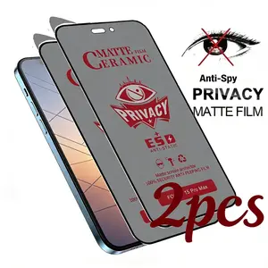 2pcs Matte Privacy Ceramic Screen Protectors for iPhone 17 Air/17/16/15/14/13/12/11/Pro Max/Pro/Plus/16E/X/XS/XR/XS MAX,Full Coverage,Anti-spy,Anti-Fingerprint,Bubble-Free,Anti-Glare,Easy to Install
