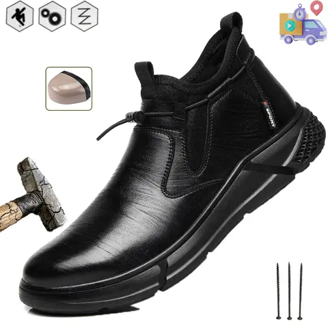 Men's Minimalist Casual Steel Toe Work & Safety Shoes - Mesh, Breathable, Water-Resistant, Anti-Smash, Anti-Puncture, Slip-Resistant, Precision Grip, 1100N Kevlar Guard, Laced, Antimicrobial, All-Season Toe-Safe Footwear for Construction, Outdoors