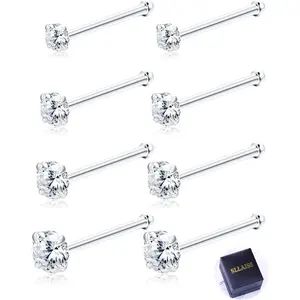 Milacolato 8-Piece 20G Unisex Nose Ring Studs Set, Austrian Crystal Shine Geometric Star Design, 1.5mm-3mm Stainless Steel Hypoallergenic Body Jewelry for Everyday Use Nose Piercings summerwins