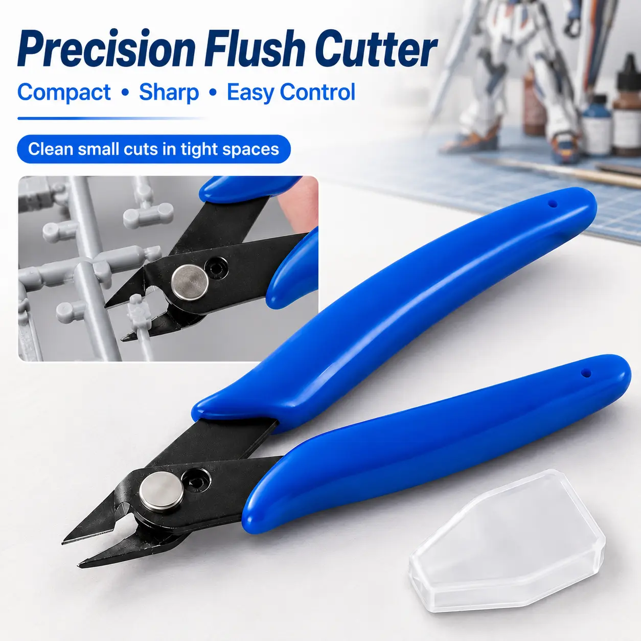 5 Inch Precision Flush Cutter, Mini Side Cutter Pliers with Sharp Cutting Edge & Comfortable Grip, Compact Wire Cutter Tool for Electronics, Jewelry Making, 3D Printing, Plastic Model, Craft DIY and Hobby Projects