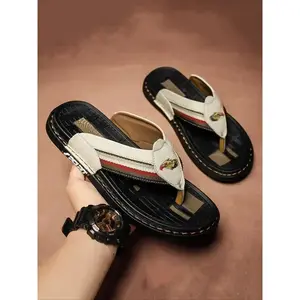 Men's Fashionable Colorblock Flip Flops, Casual Comfortable Flat Sandals for Summer, Lightweight Non-slip Beach Slippers for Daily Wear（gift）Gift