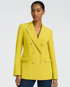 Express Studio Stretch Twill Double Breasted Novelty Button Blazer