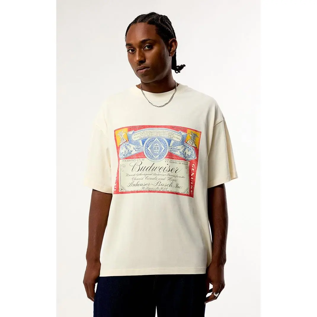 Budweiser Men's by Pacsun Genuine Classic Label T-Shirt - Multicolor