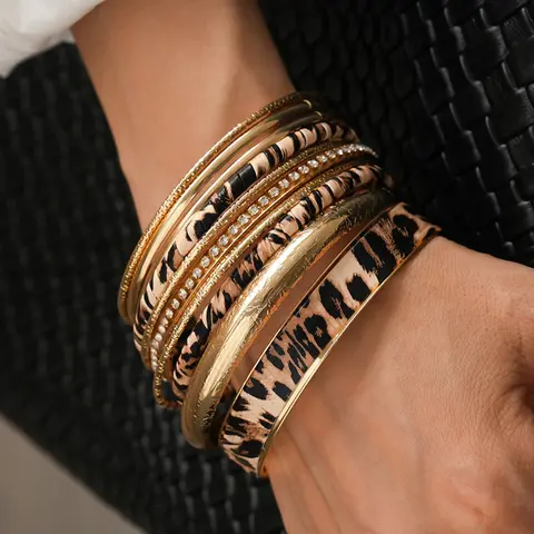 Women's Leopard Print Bracelet Set, Simple & Stylish Design, Perfect Gift for Friends & Family, Ideal for Parties & Daily Wear, Bracelet Jewelry