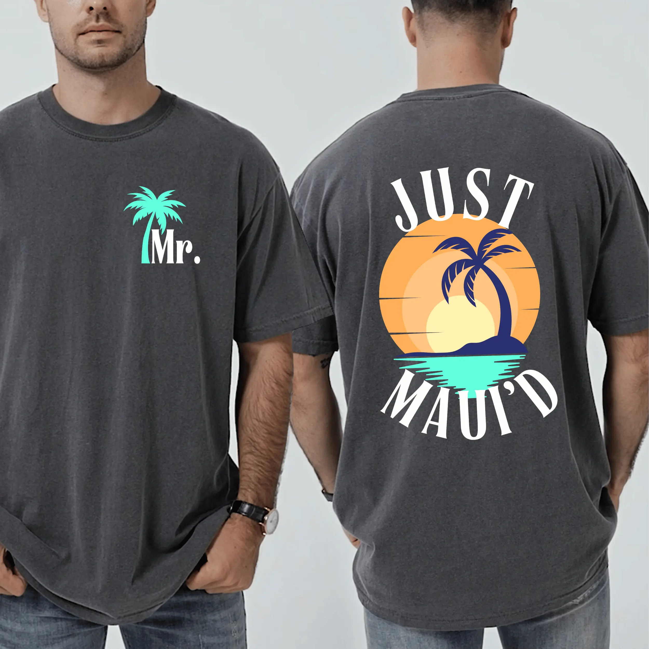 Comfort Colors® Just Married Shirt for Husband, Maui Hawaii Honeymoon Tshirt, Maui Destination Wedding tee, Matching Mr. and Mrs. t-shirts Cotton Menswear