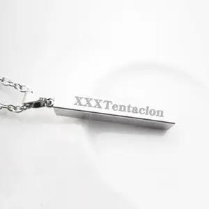 XXXTENTACION Dual Chain Bar Necklace, Stainless Steel Bar Pendant Necklace, Leather Cord & Chain Necklace Set, Unisex Streetwear Jewelry, Gift For Him Her