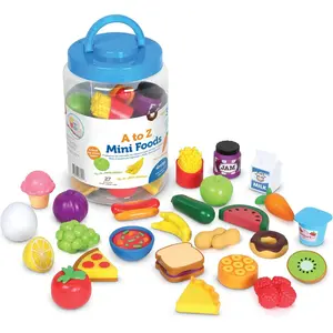 A to Z Mini Foods, Pretend Play Kitchen Accessories for Kids, Toddler Montessori, Fine Motor Skills, Gifts for Kids