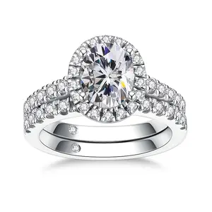 1pc S925 Silver 2CT 7x9mm Oval GRA Moissanite D-VVS Prong Setting Luxurious Engagement Ring Wedding Anniversary Gift Stress Relief Titanium Steel Ring