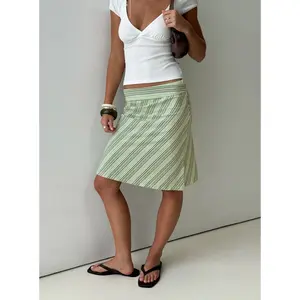 Lemon Twist Midi Skirt Green Stripe