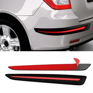 2Pcs Car Carbon Fiber Styling Mouldings Auto Protection Front Rear Decor Strip Bumper Edge Corner Guards Anti-scratch Stickers Car Decals Vehicle Exterior Decoration Car Accessories
