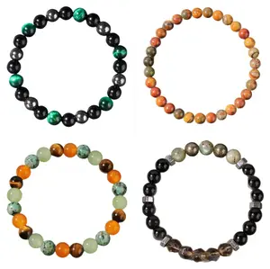 4PC Crystal Bracelet Set - Unisex Protection Anxiety Relief Empath's Armour for Energy Emotional Wellness Daily Wear