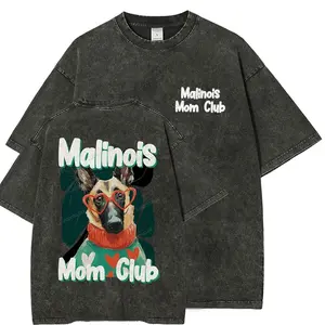 Malinois Mom Club T-Shirt, Belgian Malinois Lover Aesthetic Shirt, Heart Glasses Dog Mom Top, Retro Puppy Graphic Tee, Double Sided Pet Club Tee