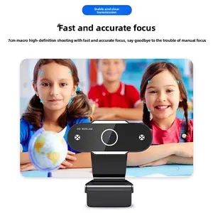 Computer camera for desktop and laptop use, external high-definition live streaming with integrated microphone