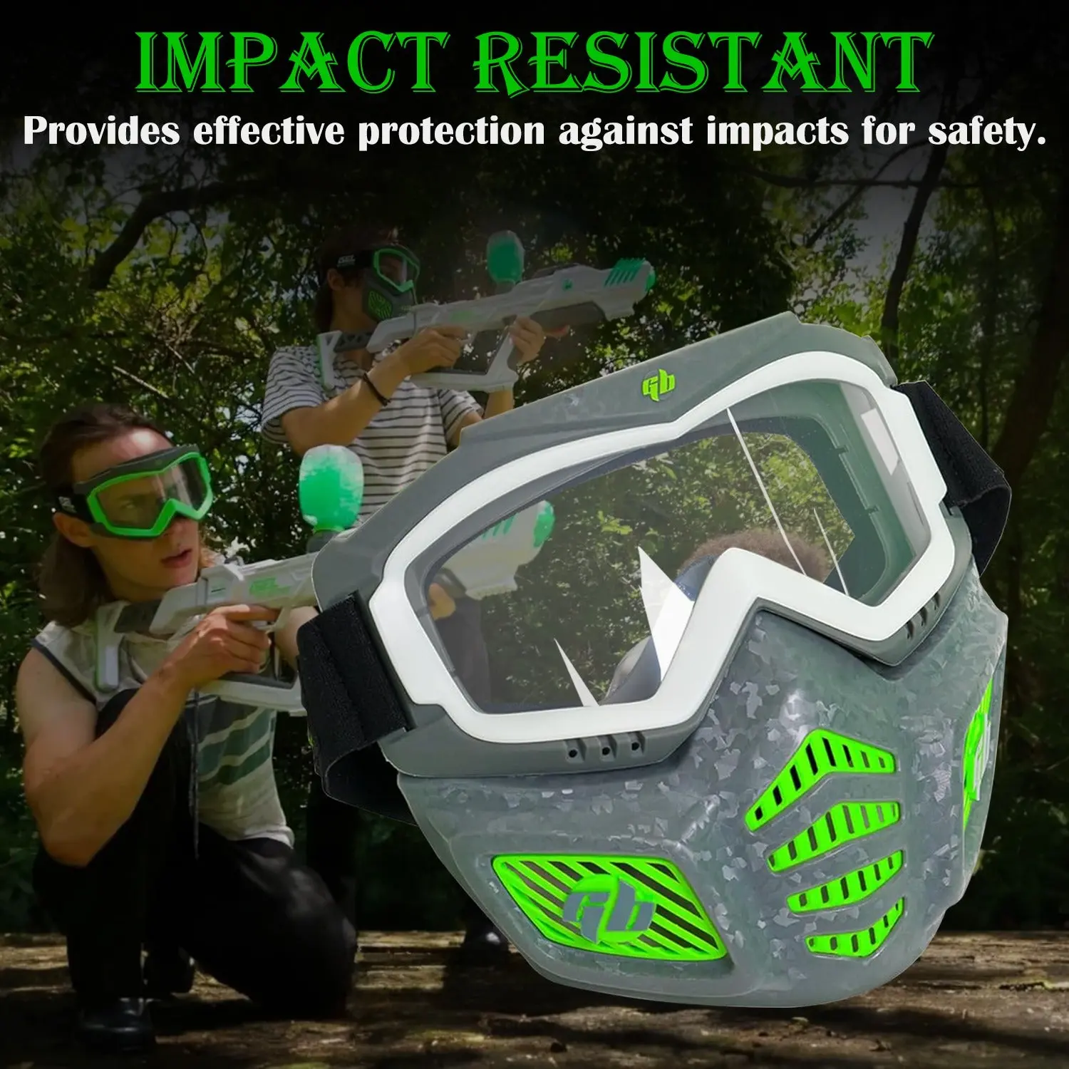 Forbidden To Sell On TK Walmart Amazon Glow In The Dark Elite Face Mask Full Face Tactical Mask With Detachable Goggles Adjustable Headband Vented Jaw Frame Fits All Types Of Faces  Aged 14 Year