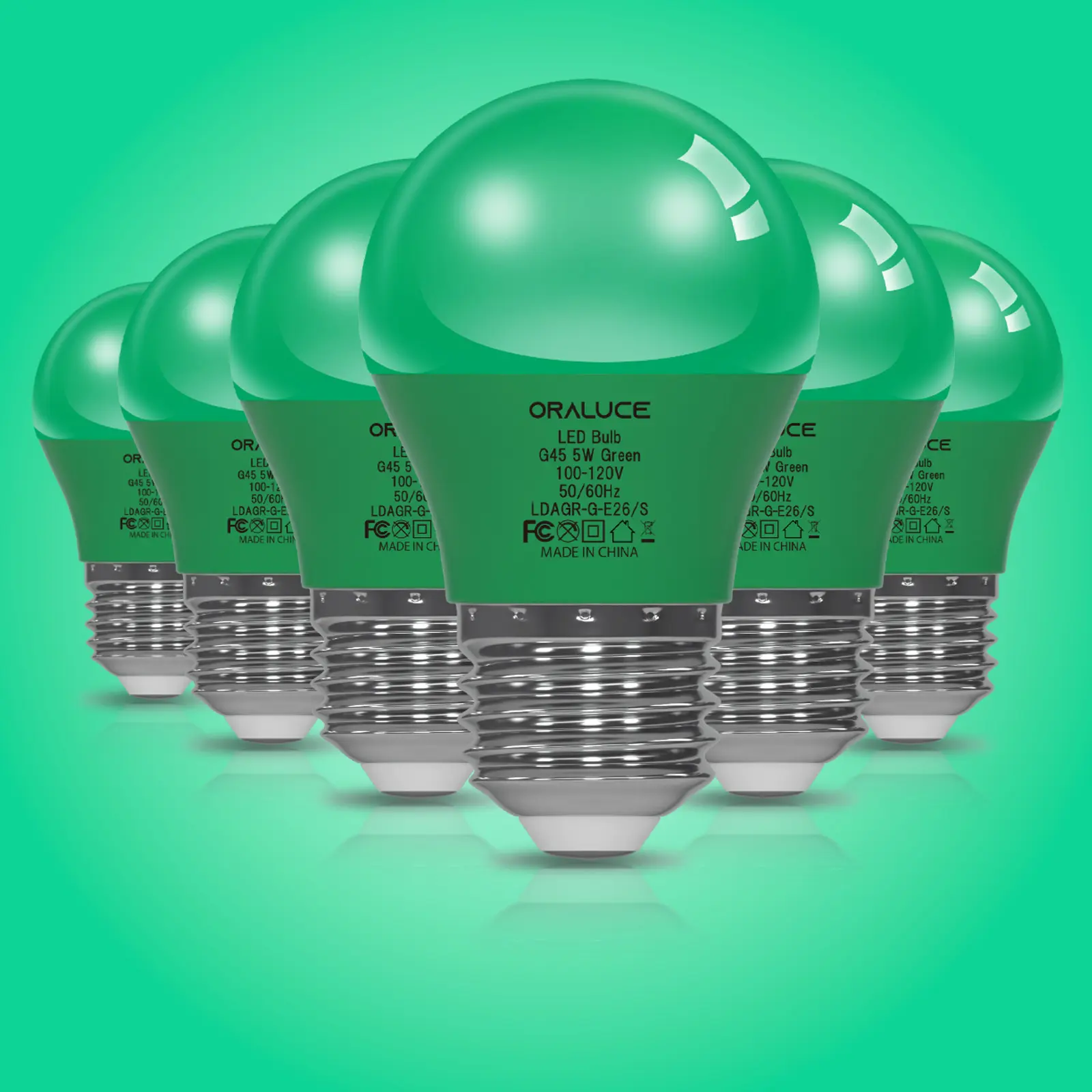 Green LED Porch Light Bulb, 5W A15 E26 Colored Bulb for Halloween Christmas Party Decoration and Lighting, LED Light Bulb 450LM Non-Dimmable, 6 Pack.