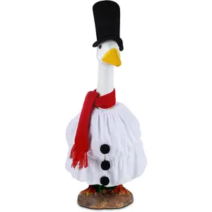 Christmas Porch Goose Outfits Clothes for Plastic 23'' Cement Goose Duck Lawn Yard Decorations(Snowman)