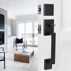 Brookside Handleset with Mesa Knob - Deadbolt Keyed One Side