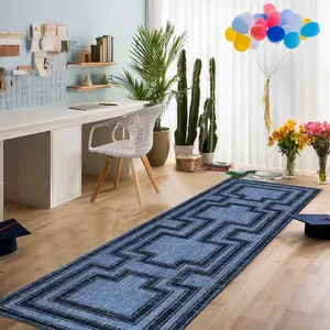 Velvet 850g Geometric Maze Pattern Carpet Durable Modern Indoor Outdoor Area Rug Home Decor Rugs for Bedroom Living Room Kitchen Hallway Entryway