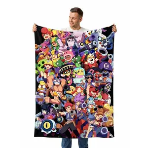 Brawl Stars Ultimate Character Circle Flannel Blanket - Soft High-Quality Fabric for Cozy Gaming Nights & Movie Marathons