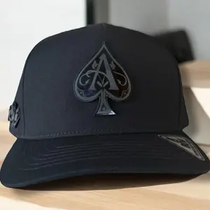 Poker A Hat Black Camo Snapback Adjustable with Black Plate and Adjustable Strap