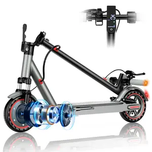 D8 High-Speed 350W electric scooter with front and rear dual shock absorption,Range of 12-14 Miles,36V 10.5Ah battery, Max.speed 19 mph, dual braking system, LED lights, app control, aluminum alloy frame,8.5-inch solid tires