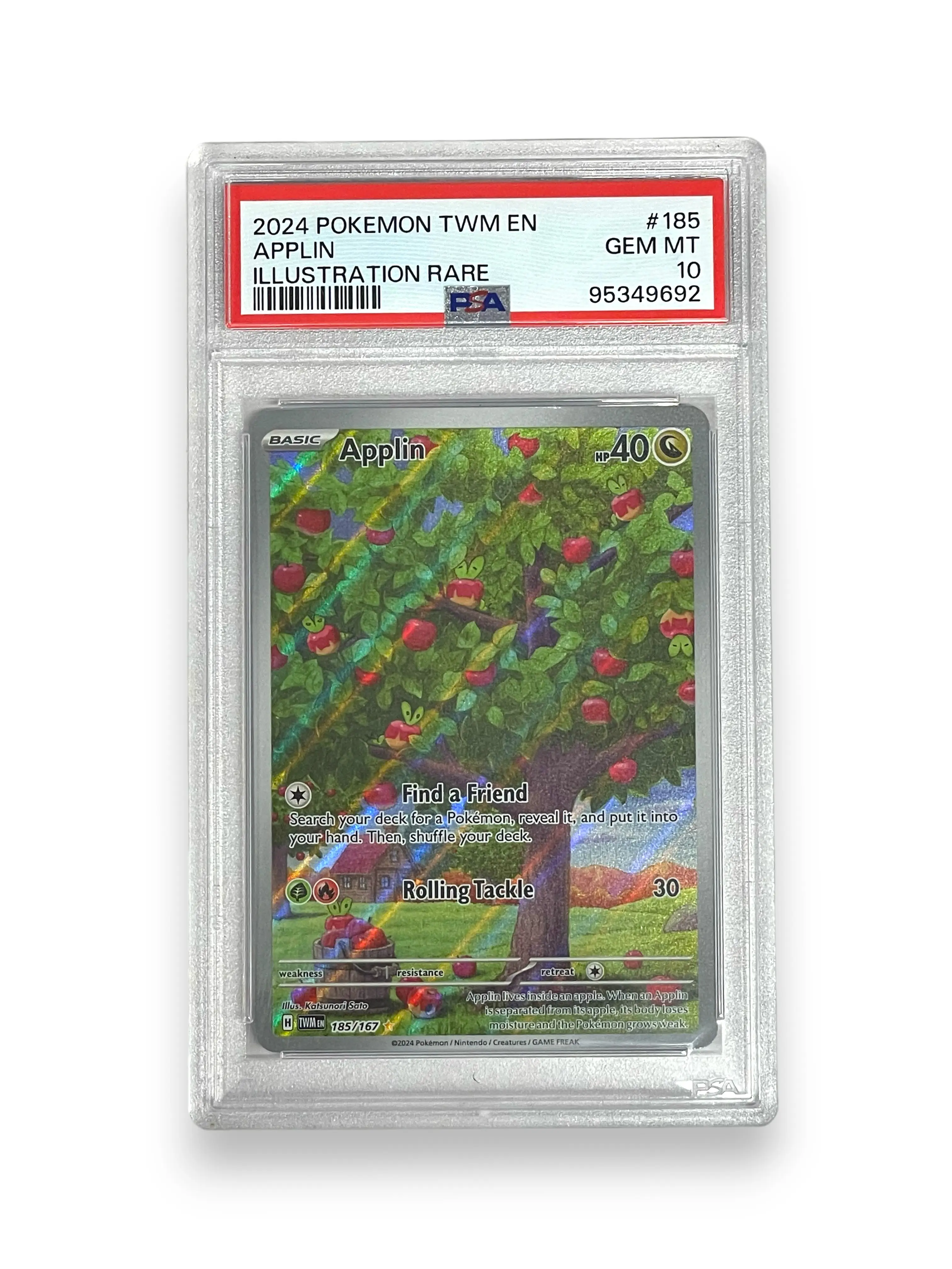 PSA 10 Applin Illustration Rare Pokemon Twilight Masquerade (TWM) #185 English Qty 1 Graded GEM MINT