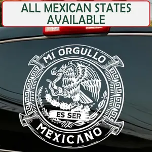 Mexican Stickers Decals for Cars and Trucks, Calcomanías para Carros, Vinyl Mexico Decal Stickers, Mexican States Decals for Trucks Diseño Orgullo Mexicano con el Aguila y Serpiente, Mexican Heritage Design with The Eagle