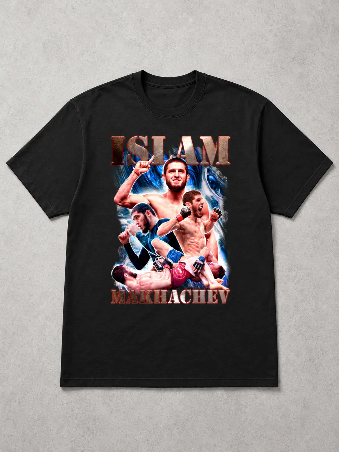 Islam Makhachev Dagestan MMA Champion Vintage Bootleg Graphic T-Shirt, Lightweight Fighter Collage Tee, Retro Combat Sports Streetwear, Training Shirt, Gift for MMA Fans