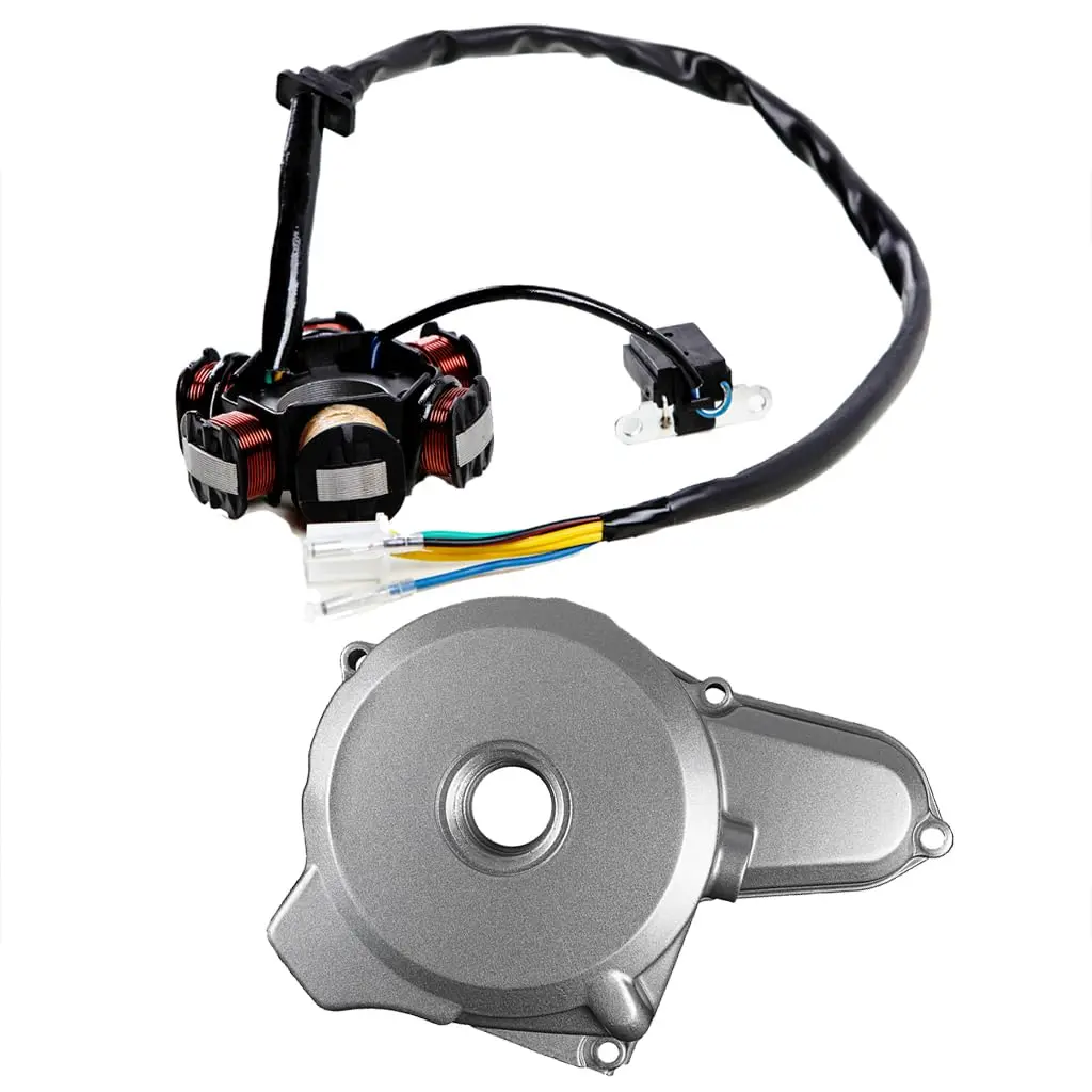 Motorcycle Engine Cover Protector Case with 6 Coil Stator for 110cc 125cc ATV Go Kart Quad Buggy Moped Dirt Pit Bike Taotao Coolster Sunl Buyang Coolsport Lifan Kazuma Redcat Eagle GY6 50cc -150cc