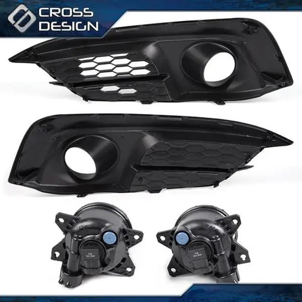 CROSSDESIGN Front Bumper Fog Lights Clear Lamps+Switch+Bulbs Fit For HONDA CIVIC 2016 2017