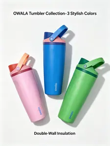 Owala Pink Insulated Stainless Steel Water Bottle with Push-Button Leak-Proof Lid, Stylish Portable Vacuum Flask for Gym & Travel, Functional Bottled Drinkware for School Use